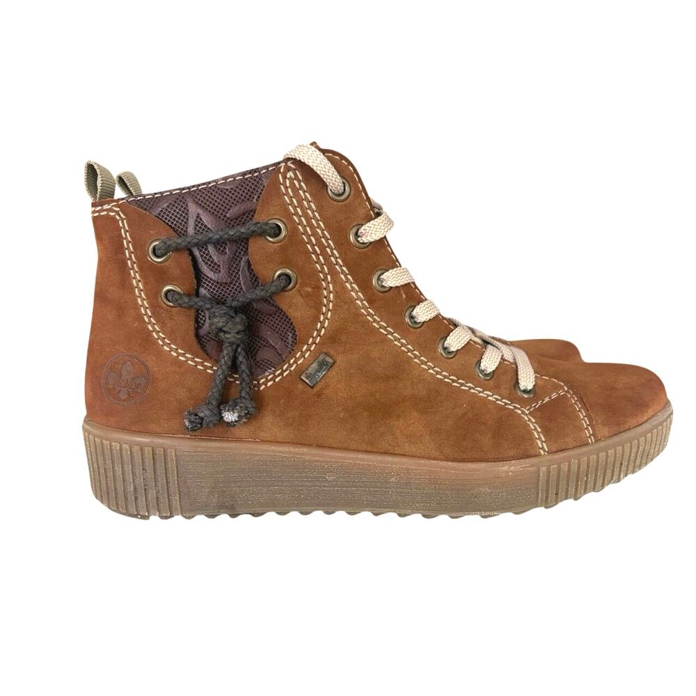 Reiker Tex cognac ankle boots sz 40 zip up comfort Nubuck outdoors gorpcore